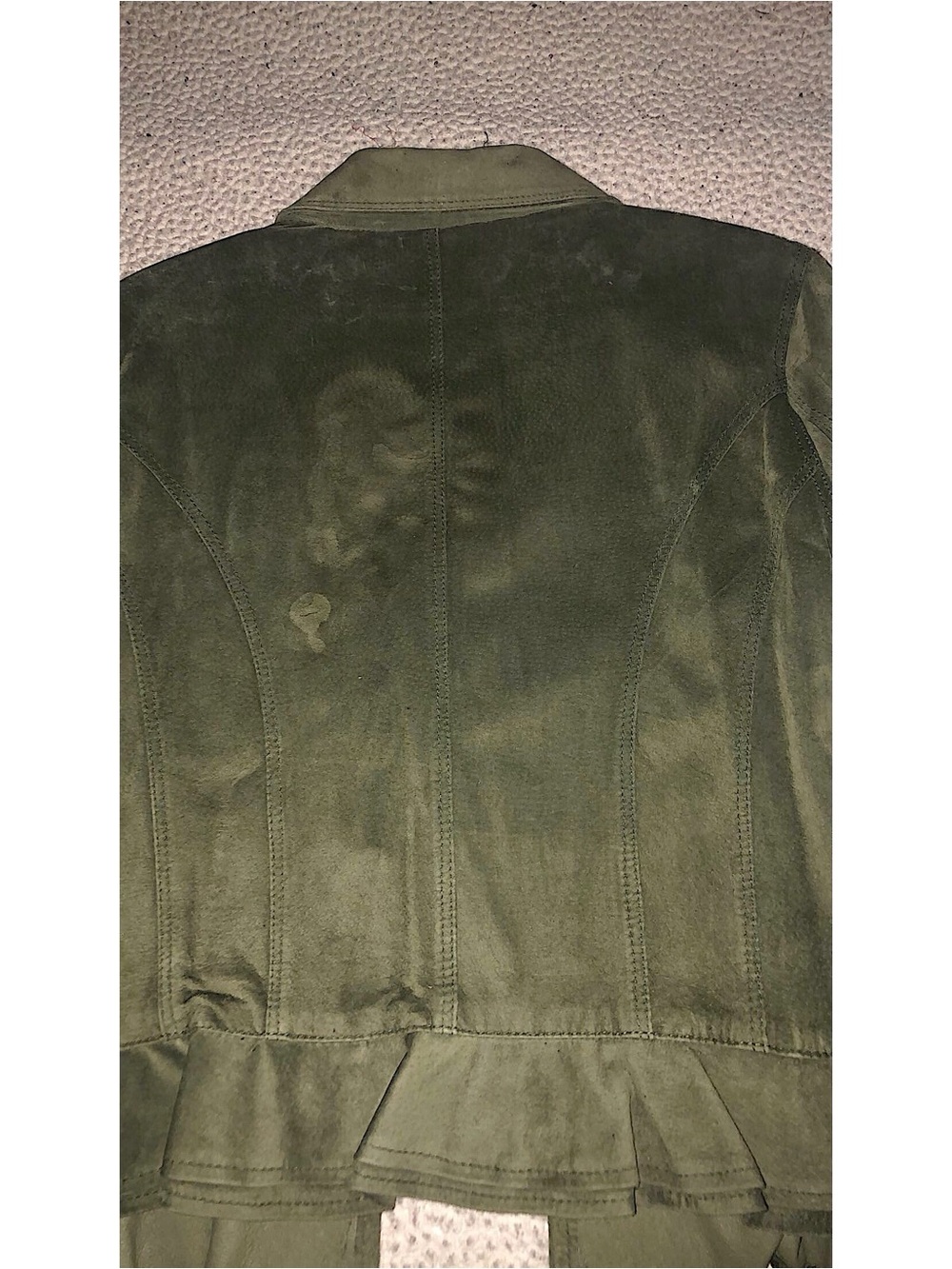 moss green suede peplum jacket - Picture 4 of 4